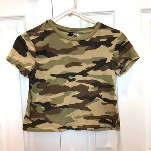 H&M Army Camo Crop Top